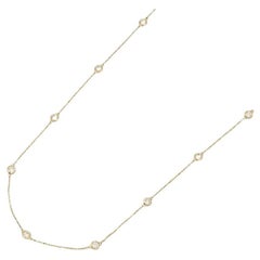 18K Yellow Gold Diamond Station Necklace, 1.06ct