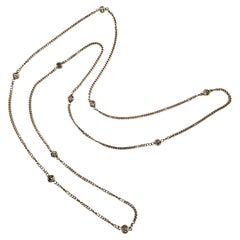 18K Yellow Gold Diamond Station Necklace 25" #24575