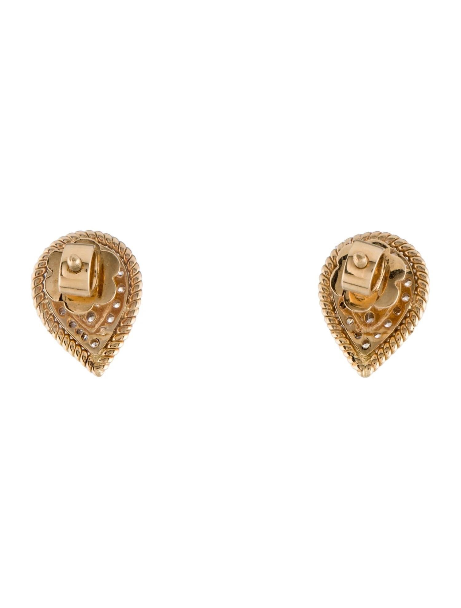 Artist  18K Yellow Gold Diamond Stud Earrings, 0.56 Carats For Sale