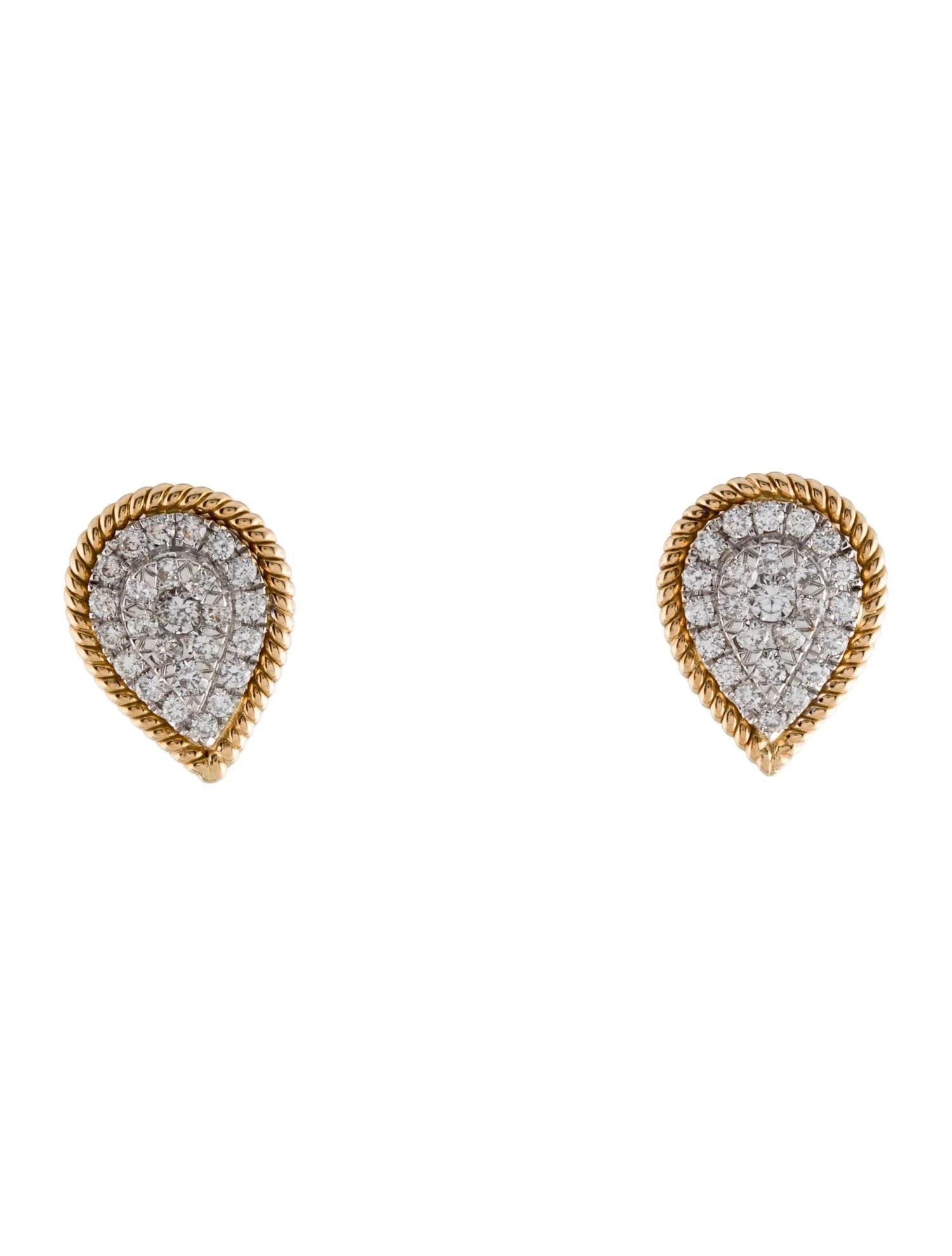Brilliant Cut  18K Yellow Gold Diamond Stud Earrings, 0.56 Carats For Sale