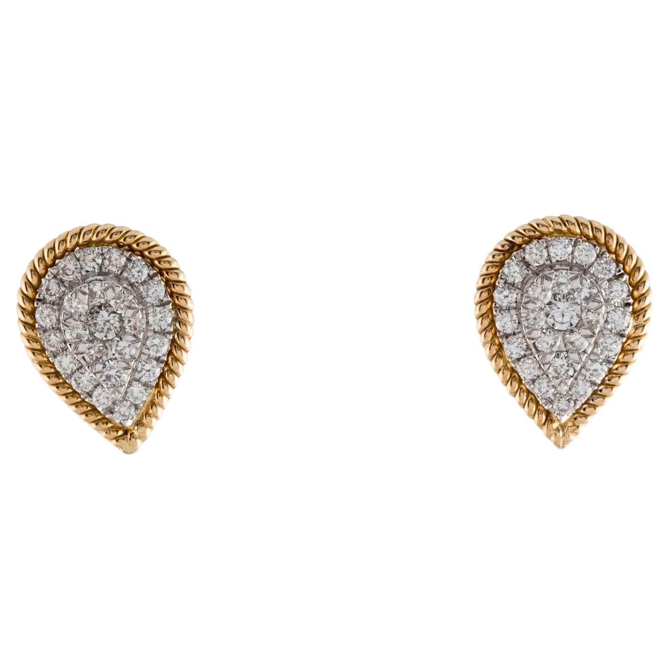  18K Yellow Gold Diamond Stud Earrings, 0.56 Carats