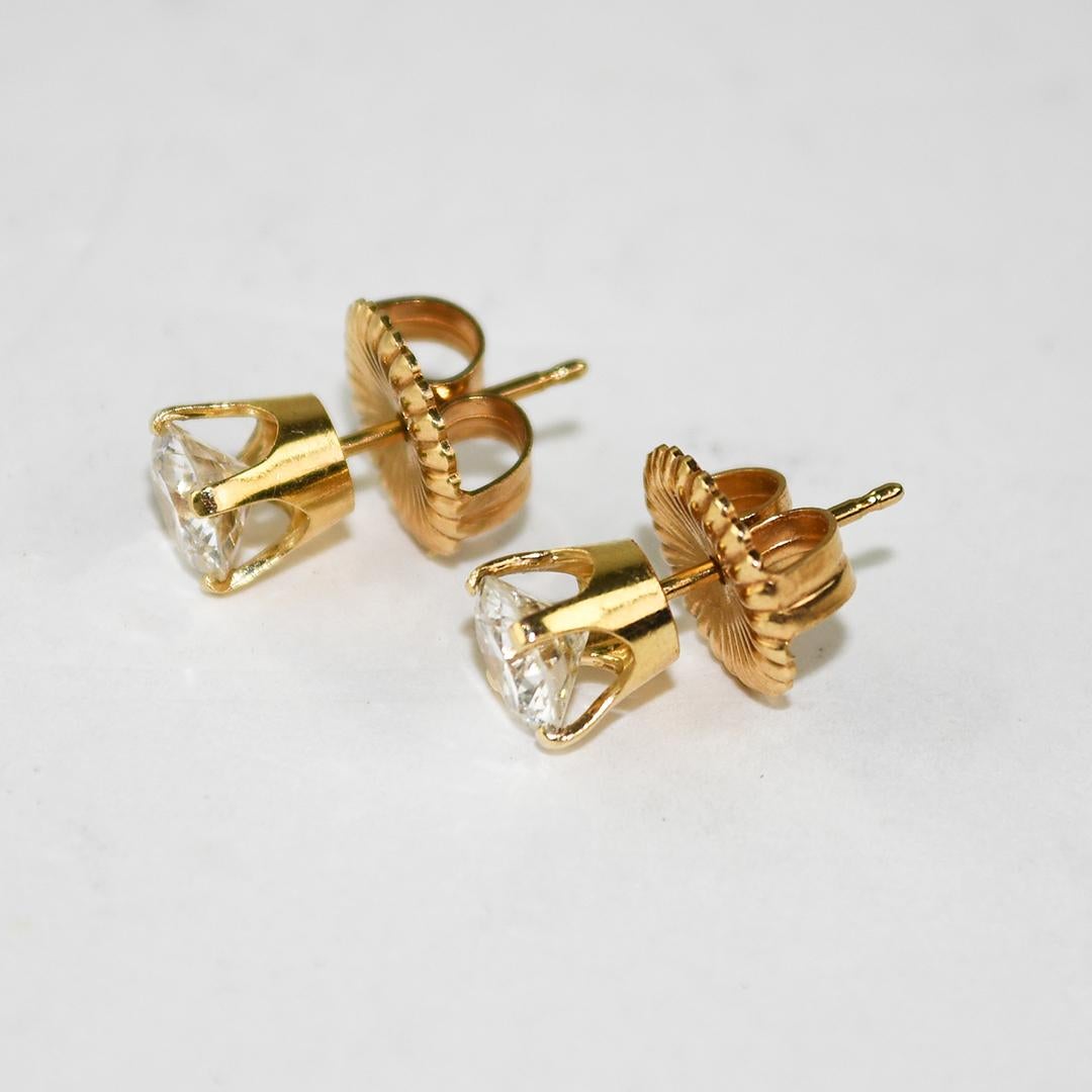 Pendientes de oro amarillo de 18 quilates con diamantes 1,42 ct Corte redondo en venta