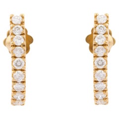 18K Yellow Gold Diamond Stud Earrings with English Lock