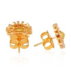 18K Yellow Gold Diamond Sunburst Stud Earrings