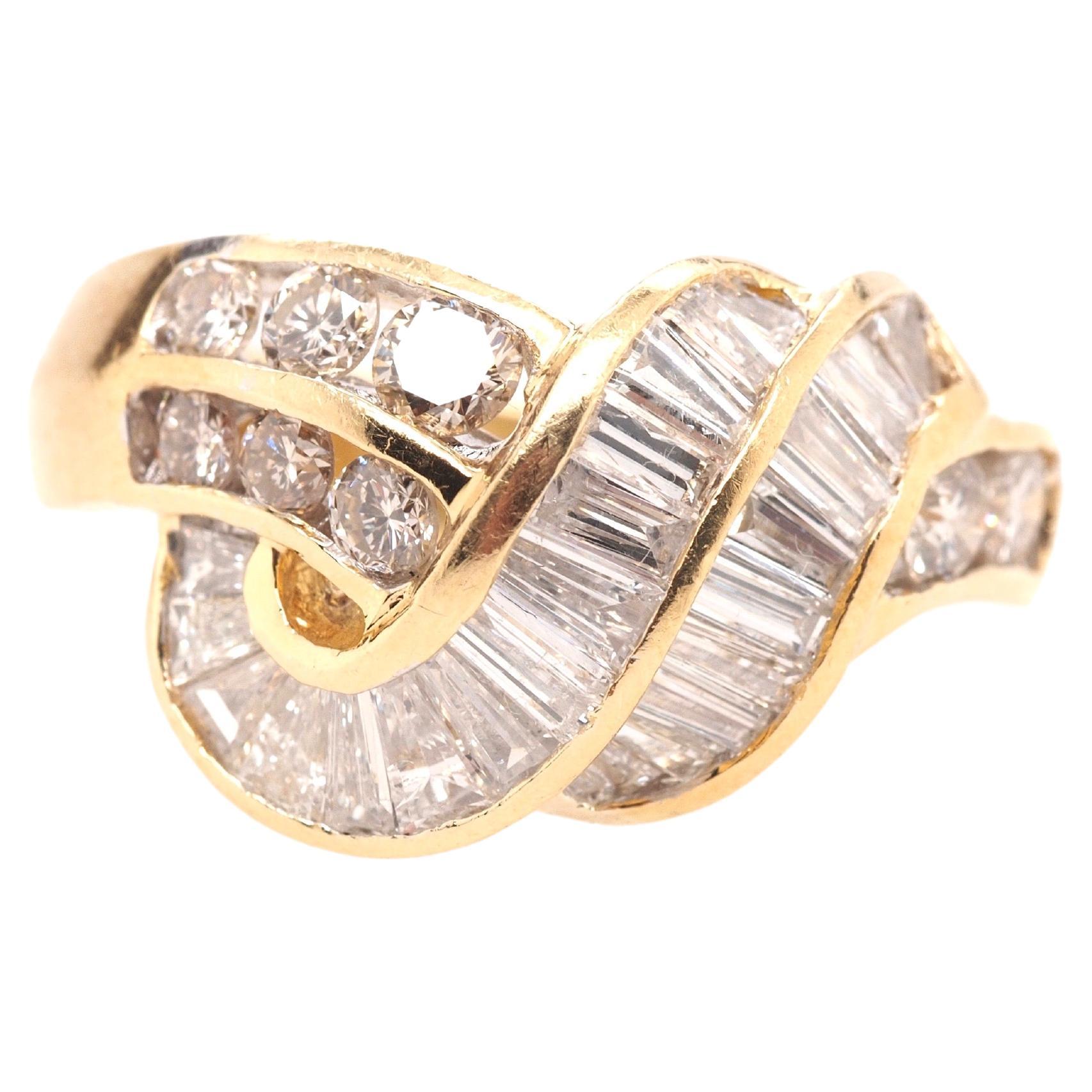 18K Yellow Gold Diamond Swirl Cocktail Ring