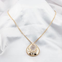 18K Yellow Gold 3.28ct Natural Diamond Teardrop Pendant Necklace, Birthday Gifts