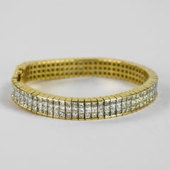 18K Yellow Gold Diamond Tennis Bracelet 15.00ct