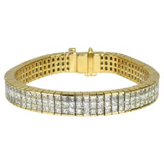 Bracelet de tennis en or jaune 18K avec diamants 15.00ct