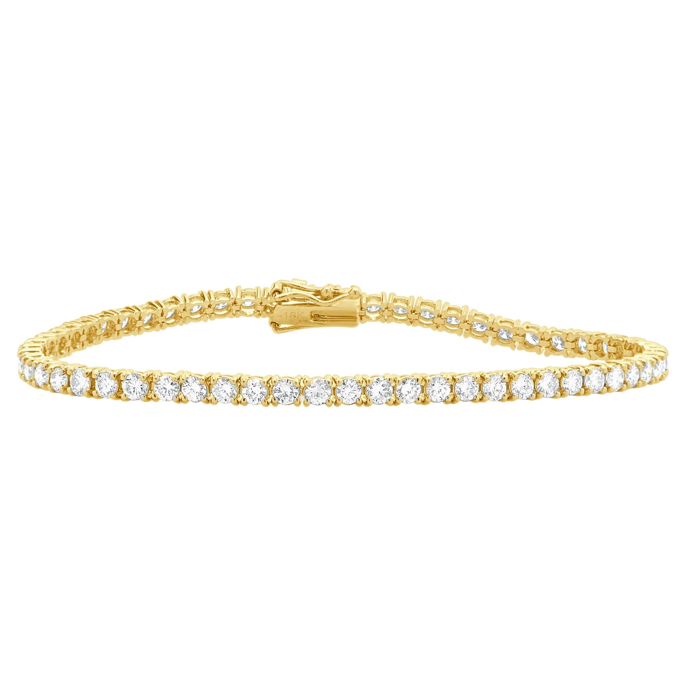 Bracelet tennis en or jaune 18 carats avec diamants en vente