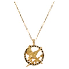 18K Yellow Gold Diamond “The Original Hunger Games Mockingjay” Pendant Necklace