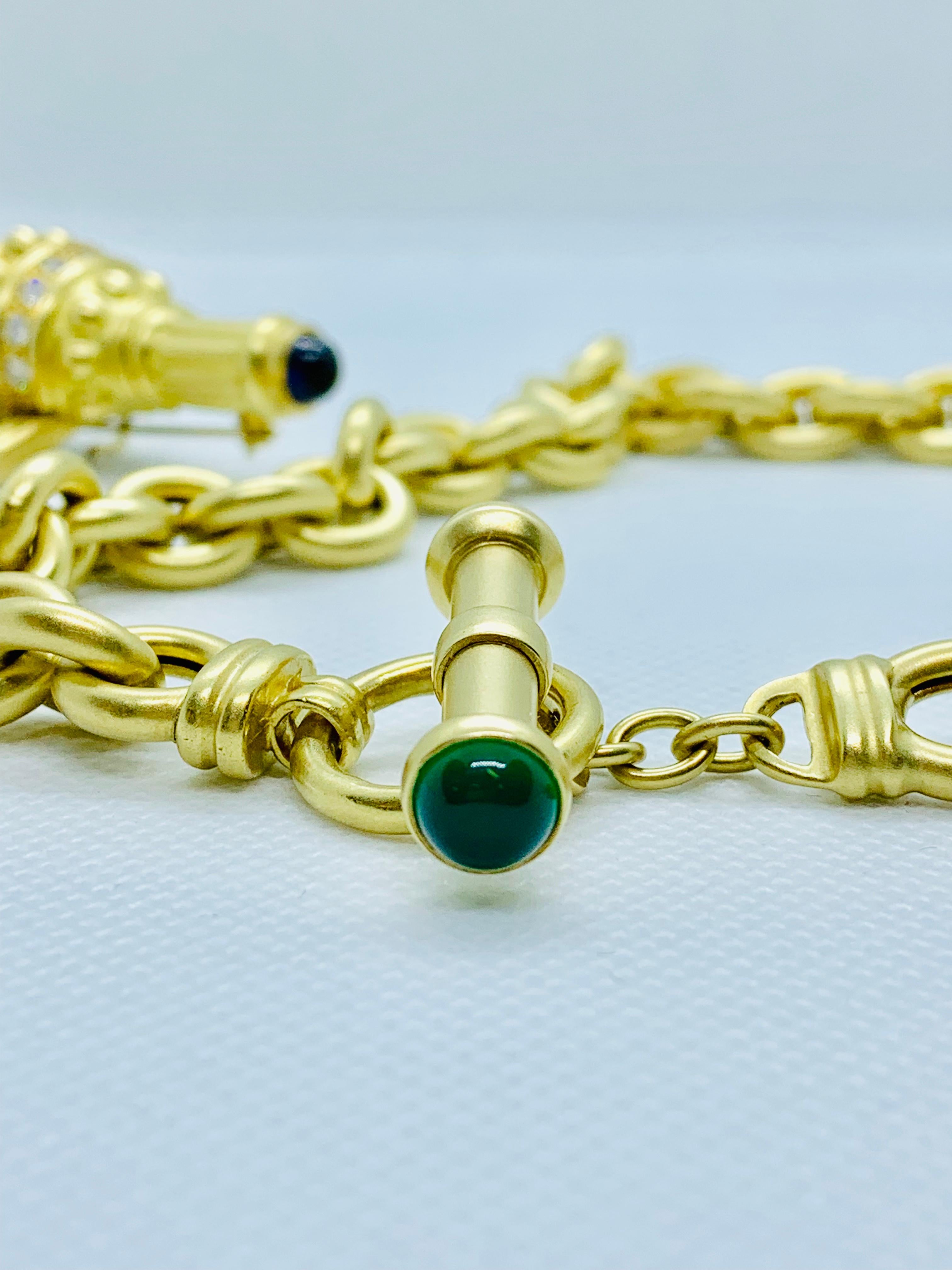 18 Karat Yellow Gold, Diamond and Tourmaline Engrave-Able Enhancer on Chain 4