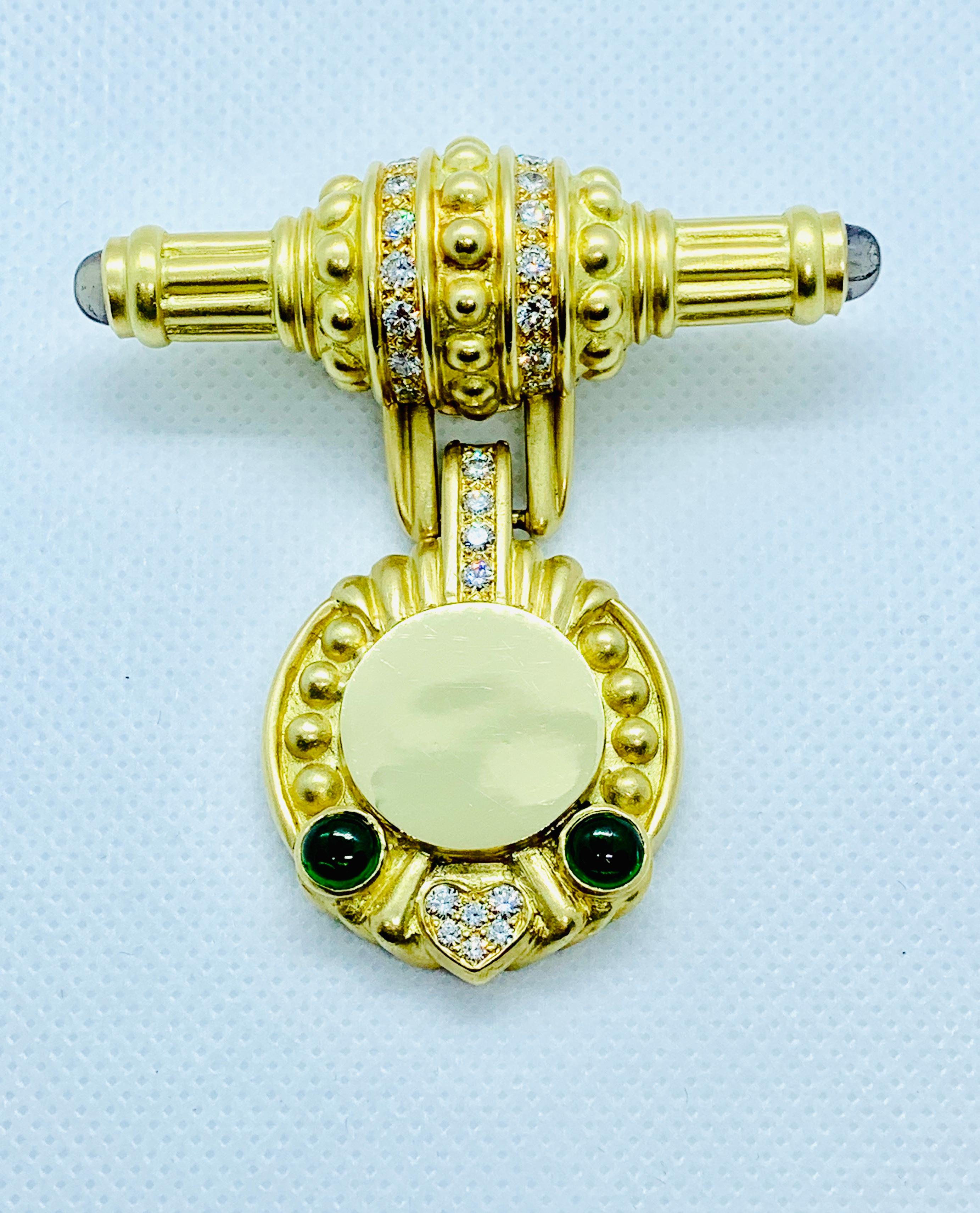 18 Karat Yellow Gold, Diamond and Tourmaline Engrave-Able Enhancer on Chain 7