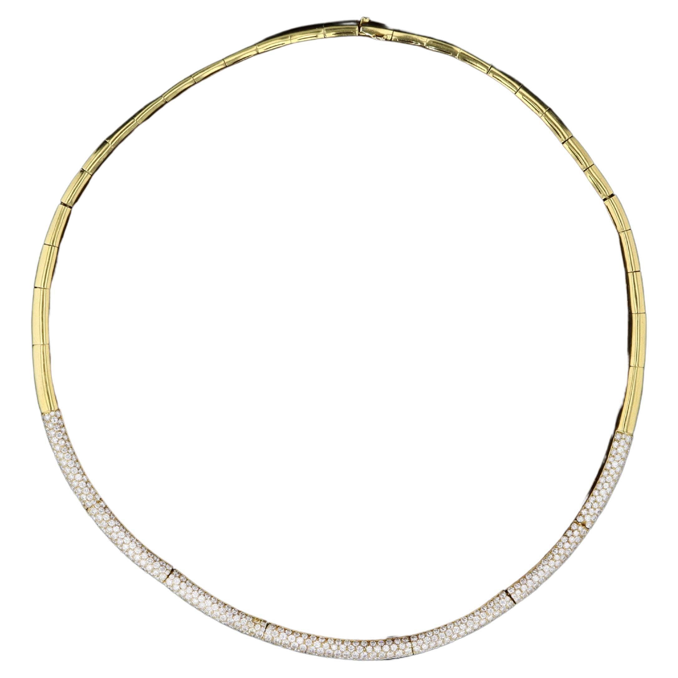 A Gold Gaspipe Necklace with Diamond Segments at 1stDibs