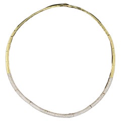 18k Yellow Gold Diamond Tube Segment Necklace