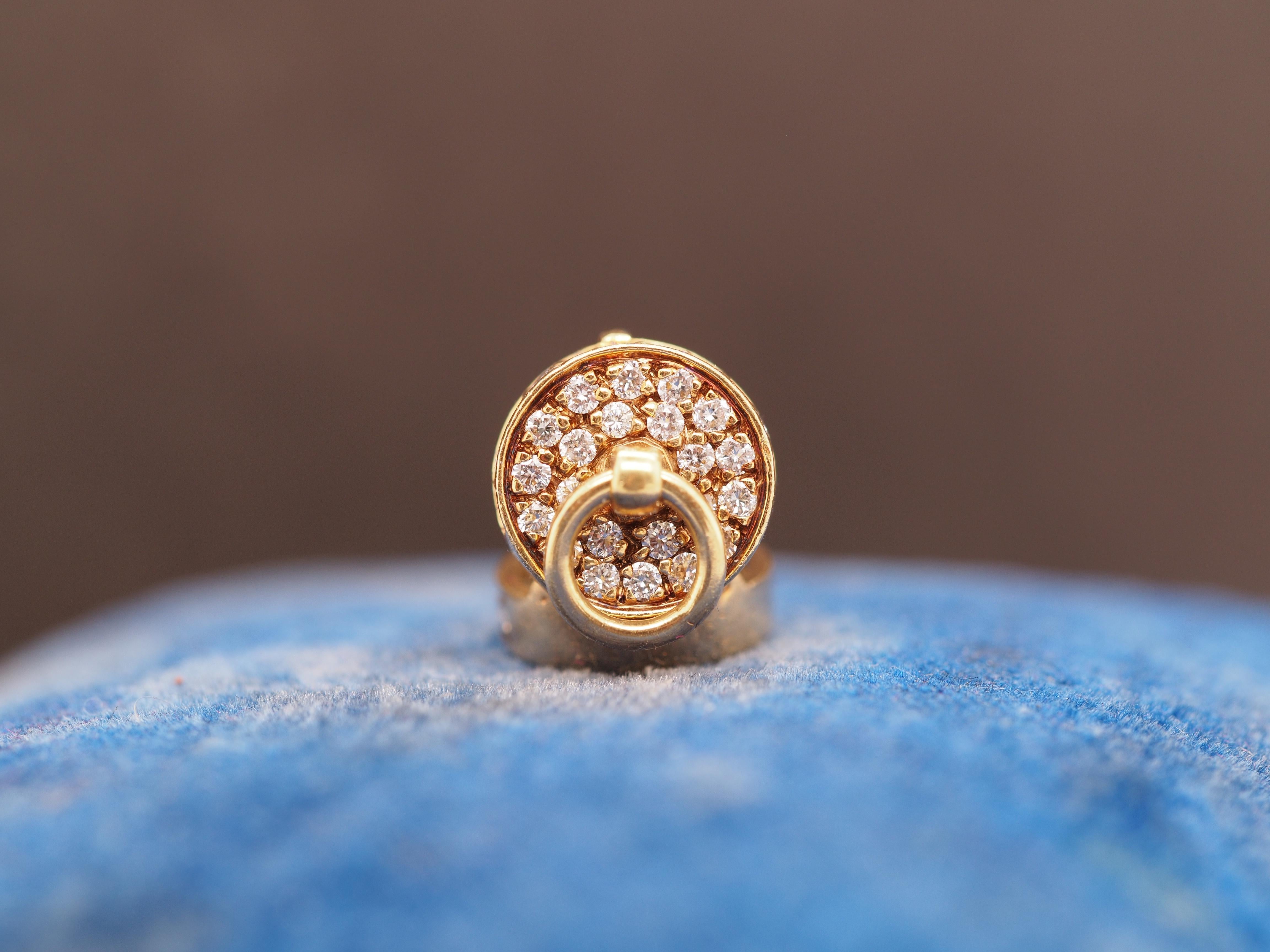 18Karat Yellow Gold Diamond & Turquoise “Peek a Boo” Pendant For Sale 3
