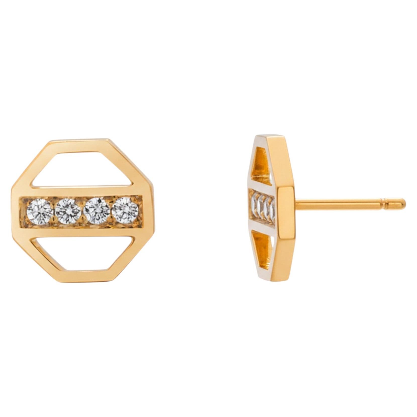 18K Yellow Gold Diamond Vintage Earrings 0.20 Carat