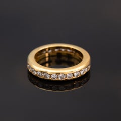 18K Yellow Gold Diamond Wedding Band Alliance Ring