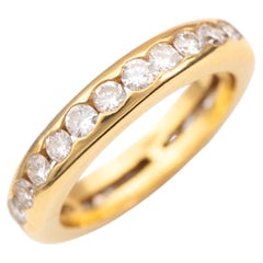 18K Yellow Gold Diamond Wedding Band Alliance Ring