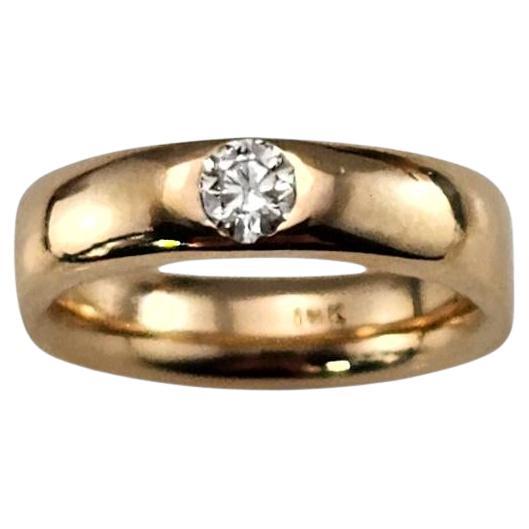18K Gelbgold Diamant Ehering Ring Größe 5.5-5.75 #24591