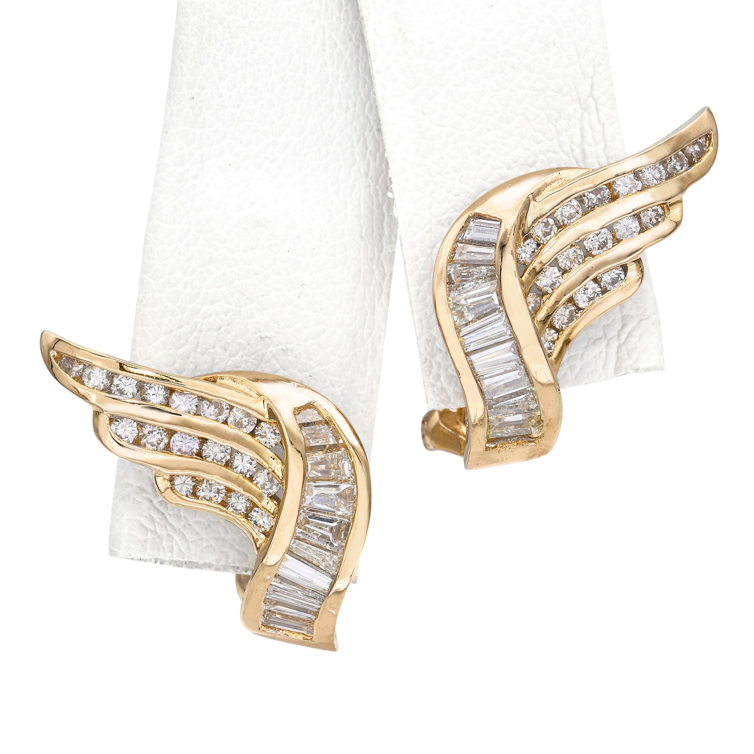 Donna Orecchini alati con diamanti in oro giallo 18k in vendita