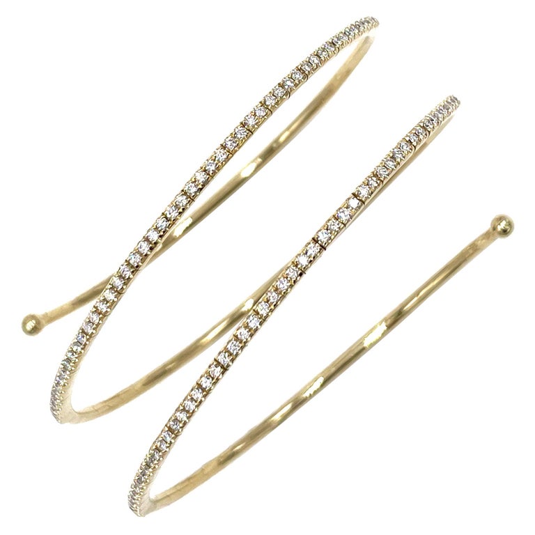 18K Yellow Gold Diamond Wrap Bracelet at 1stDibs