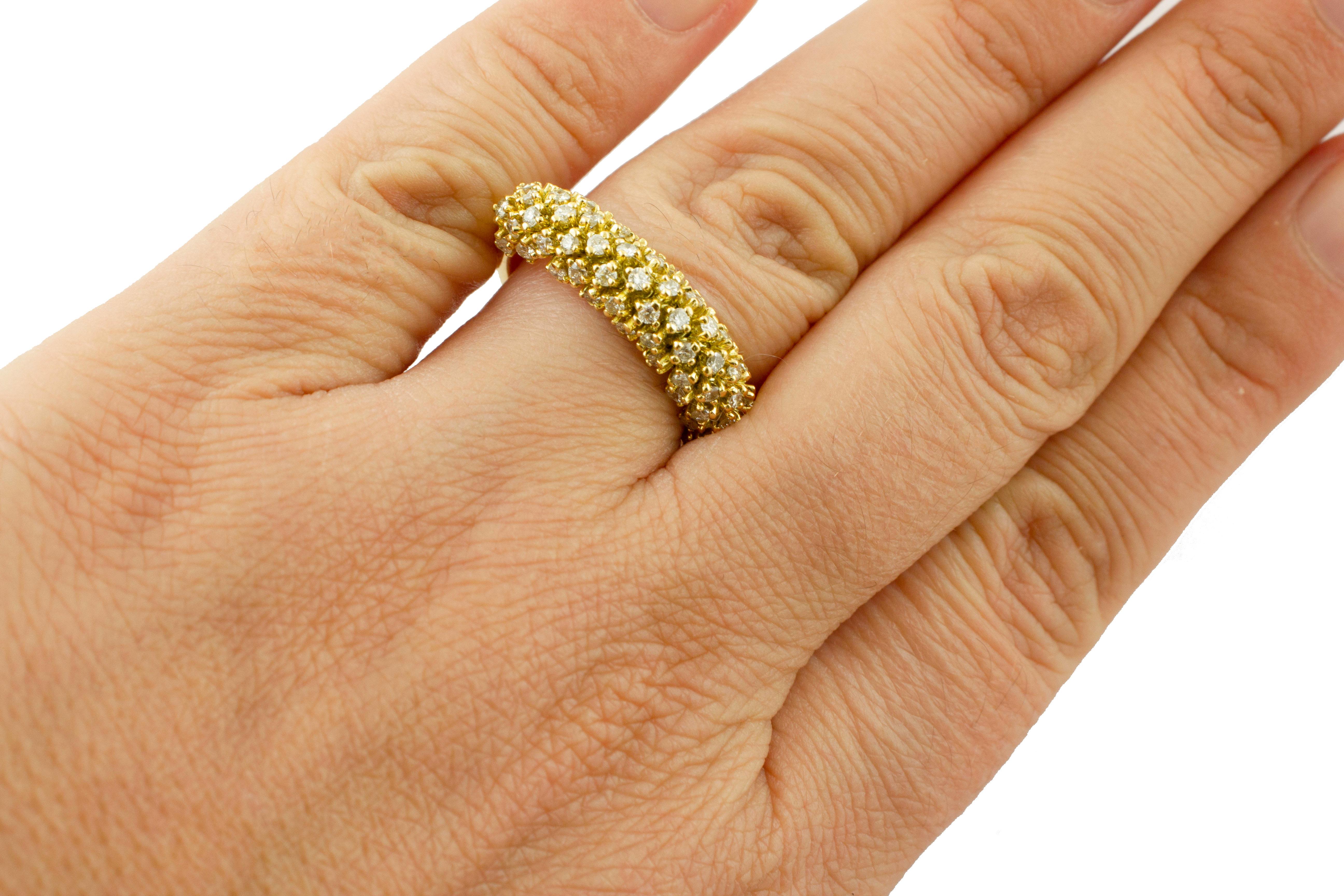 Taille ronde Bague jonc en or jaune 18 carats, diamants en vente