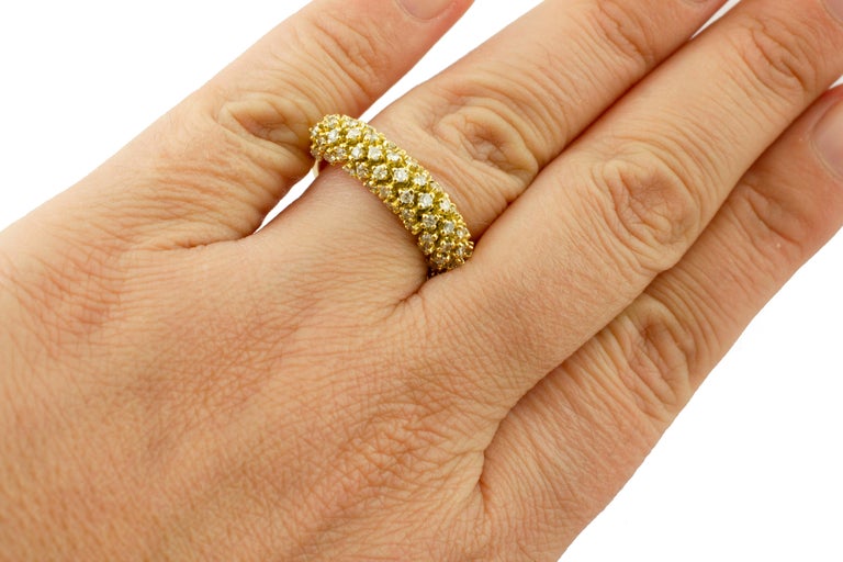 Round Cut 18 Karat Yellow Gold, Diamonds, Band Ring For Sale