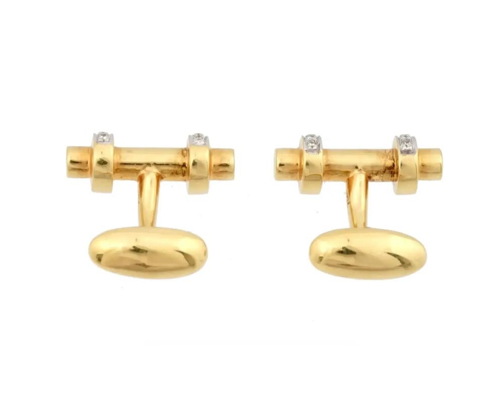 18K Yellow Gold Diamonds Edwardian Manner Cufflinks In Good Condition In New York, NY