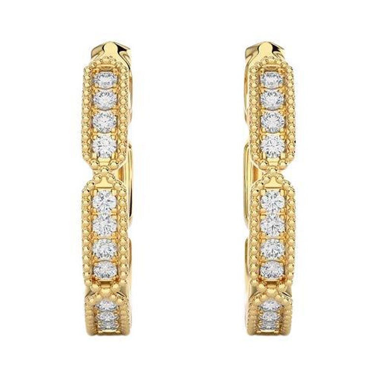 Pendiente Huggie Diamantes Oro Amarillo 18K -0.1 CTW