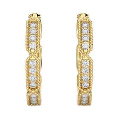 18K Yellow Gold Diamonds Huggie Earring -0.1 CTW