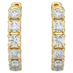 Boucles d'oreilles Huggie en or jaune 18 carats et diamants 0,46 carat