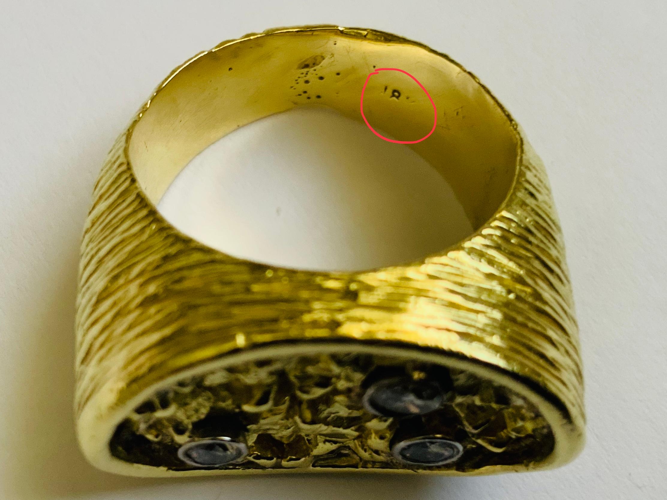 18K Yellow Gold Diamonds Men Ring In Good Condition For Sale In Guaynabo, PR