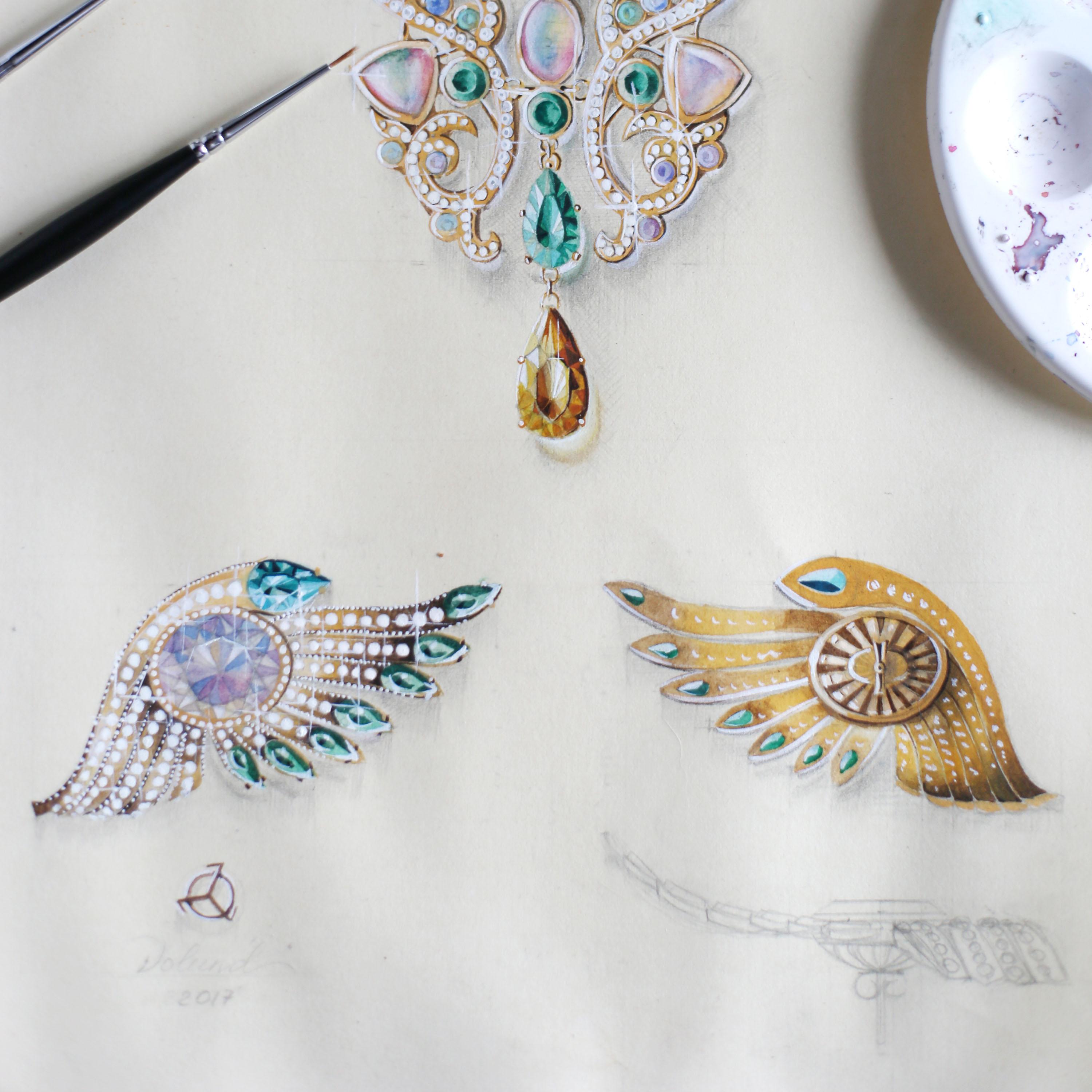 Women's 18 Karat Yellow Gold Diamonds Opals Emeralds Drop Earrings For Sale