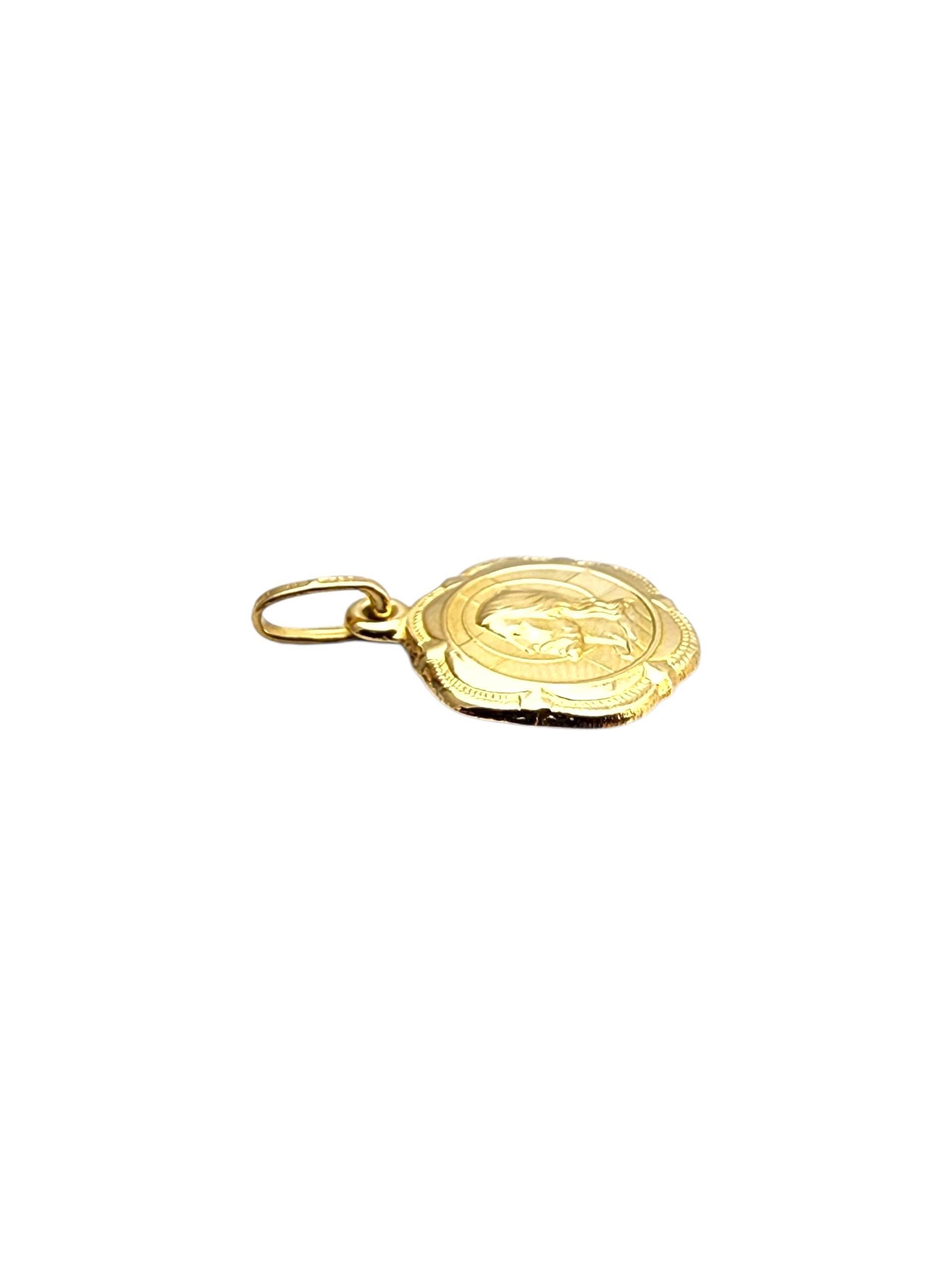 Colgante medallón de oro amarillo de 18 quilates Dio Ti Protegga 