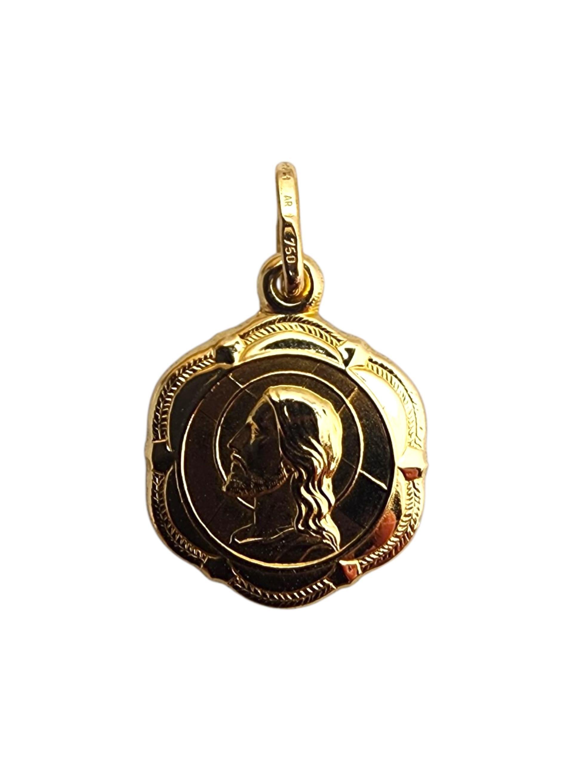 Colgante medallón de oro amarillo de 18 quilates Dio Ti Protegga "Dios te proteja" #22741 en venta
