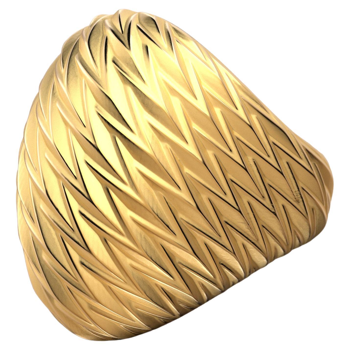 18k Yellow Gold Dome Ring Designed and Crafted in Italy by Oltremare Gioielli