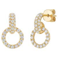 Malachite Diamond 18 Karat Gold Door Knocker Earrings For Sale at 1stDibs