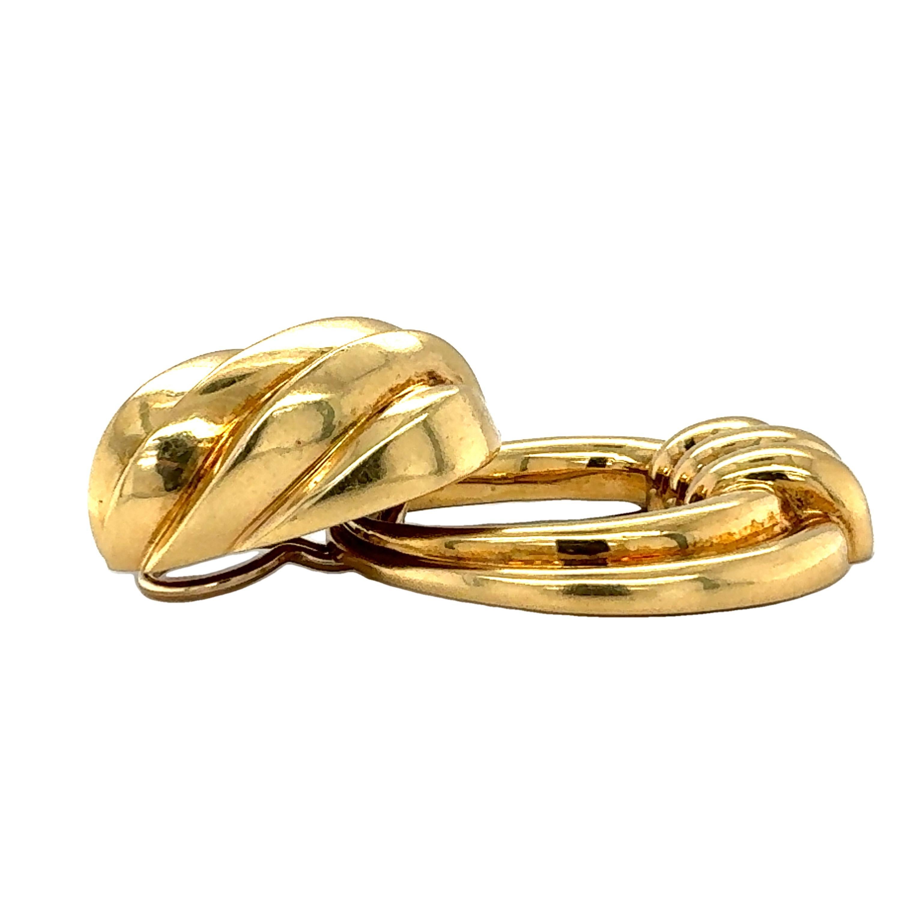 18k Yellow Gold Door Knocker Earclips In Good Condition For Sale In Beverly Hills, CA