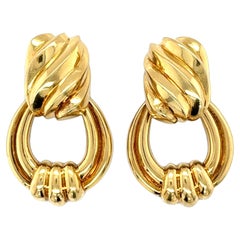 18k Yellow Gold Door Knocker Earclips