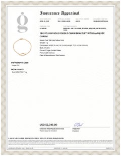 18K Yellow Gold Double-Chain Bracelet with Marquise Charm