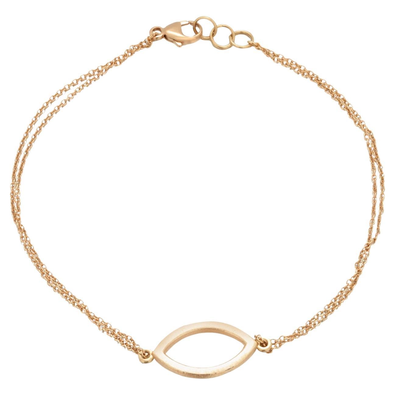 18 Karat Gelbgold Doppelkette-Armband mit Marquise-Charm