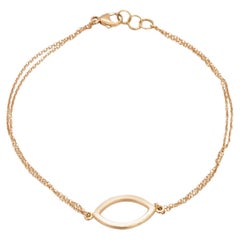 Pulsera de doble cadena de oro amarillo de 18 quilates con charm marquesa