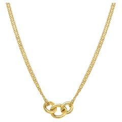 Collana a doppia catena in oro giallo 18 carati con anelli intrecciati