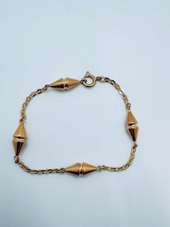 18K Yellow Gold Double Luti-Shaped Link Bracelet – 7 Inches