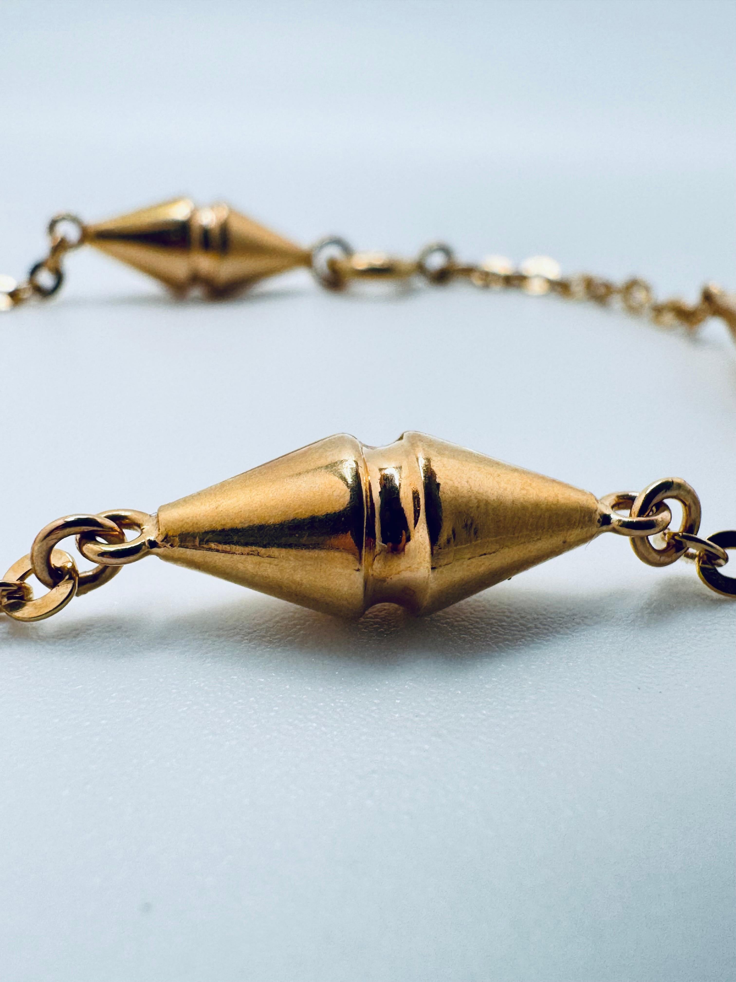 Pulsera de eslabones dobles en forma de Luti de oro amarillo de 18 quilates - 7 Pulgadas Art Decó en venta