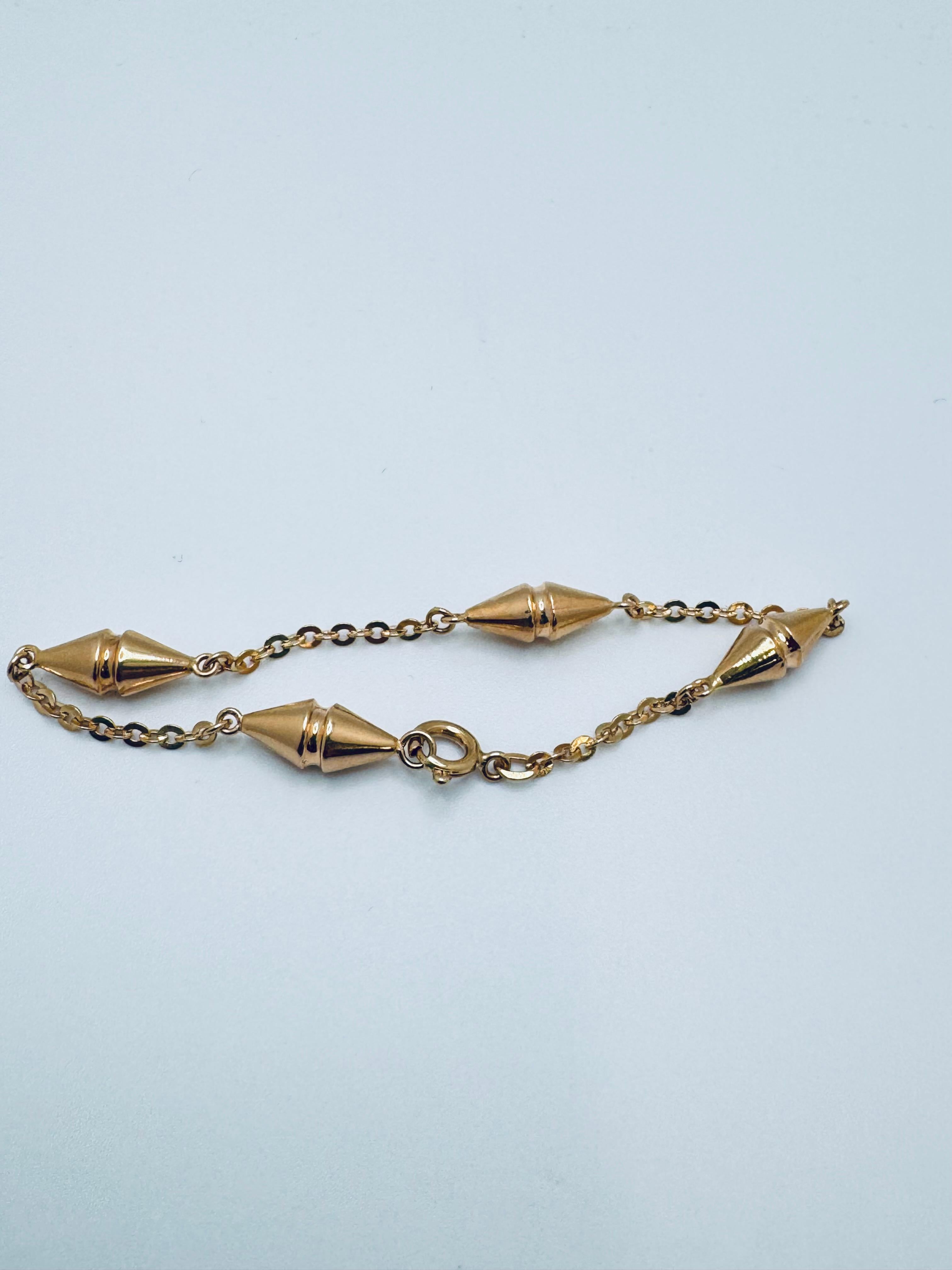 Pulsera de eslabones dobles en forma de Luti de oro amarillo de 18 quilates - 7 Pulgadas en venta 3