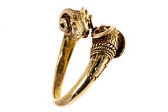 18K Yellow Gold Double Ram Head Bypass Ring, Size 6.5
