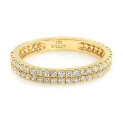 18K Yellow Gold Double Row Scoop Micro Pave Round Diamond Eternity Band 0.61cts