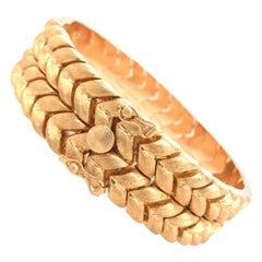 18K Yellow Gold Double Row Weave Bracelet