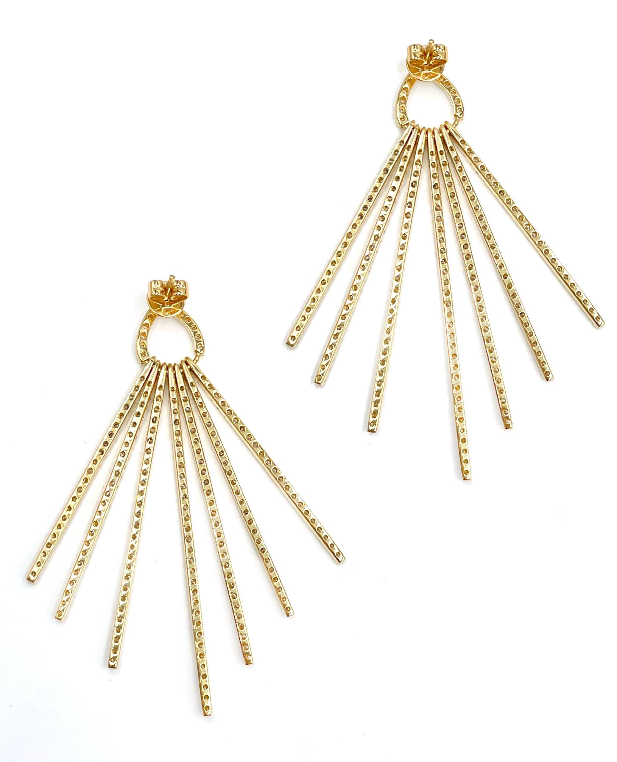 Contemporary 18K Yellow Gold Dramatic Statement Earrings For Sale